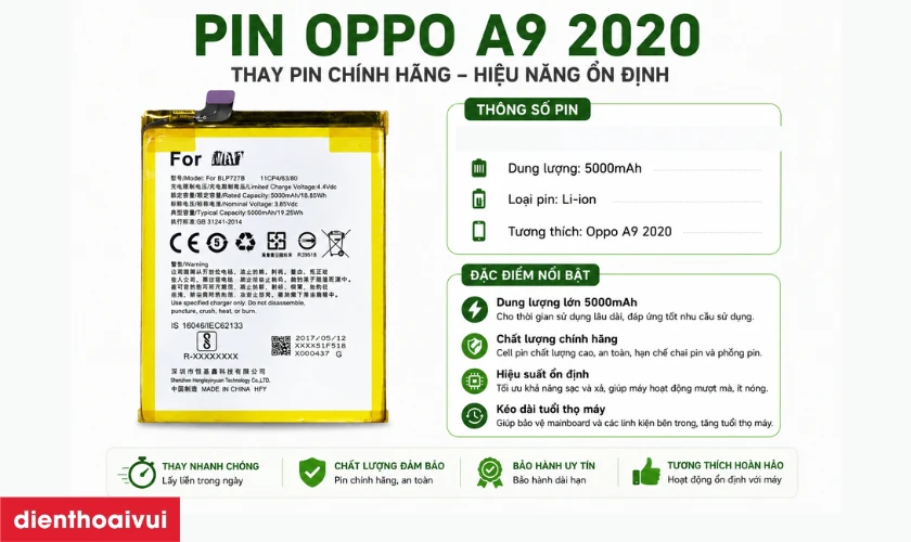 Giới thiệu pin Oppo A9 2020