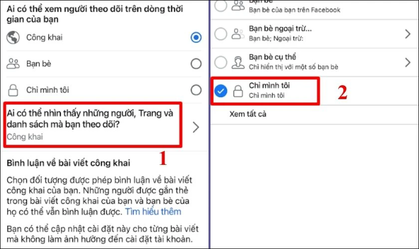 Điều chỉnh th&agrave;nh chế độ Chỉ m&igrave;nh t&ocirc;i