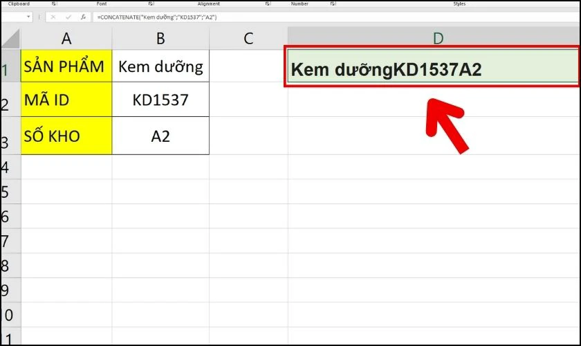 Nhấn Enter để hiển thị kết quả