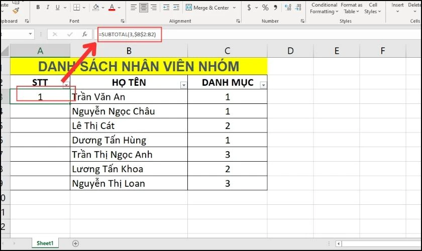 Đánh số thứ tự nhanh