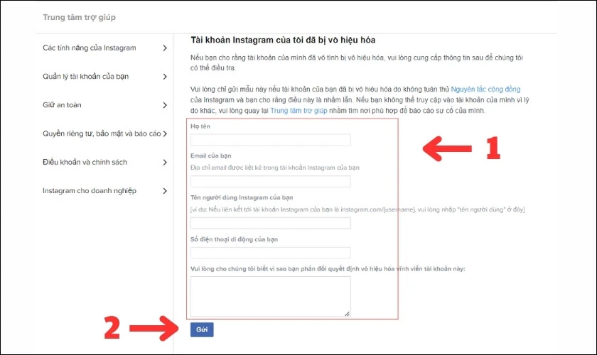 C&aacute;ch mở lại t&agrave;i khoản Instagram bị v&ocirc; hiệu h&oacute;a