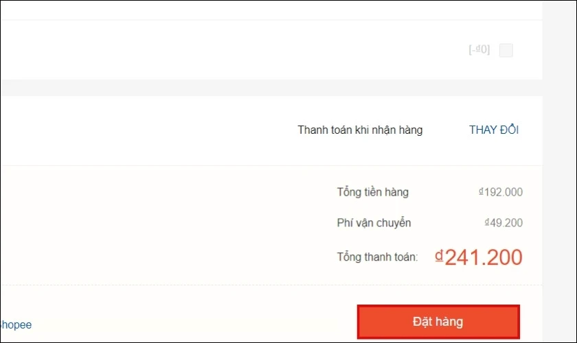 Nhấn Đặt h&agrave;ng để ho&agrave;n tất việc đặt sản phẩm