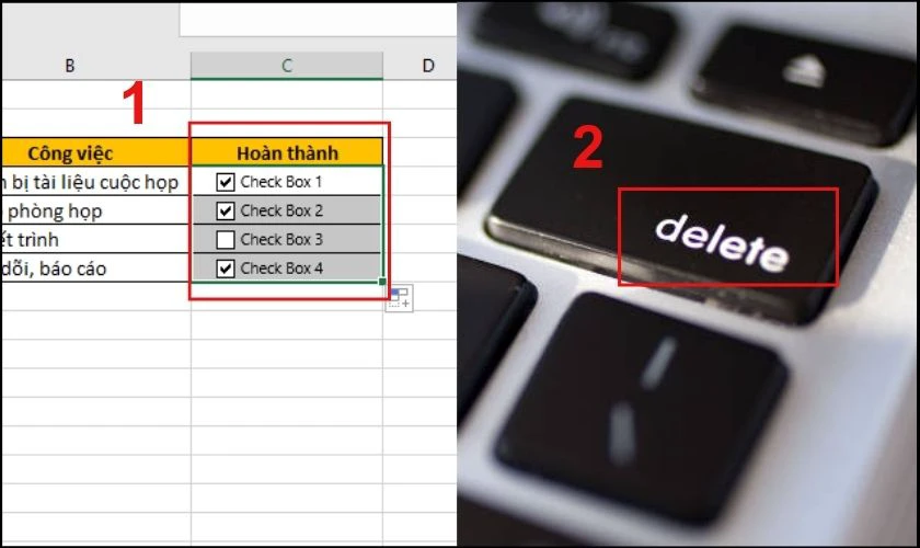 Xóa nhiều check box