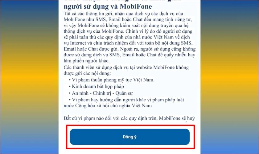 Chọn Đồng ý với Điều khoản & Quy định