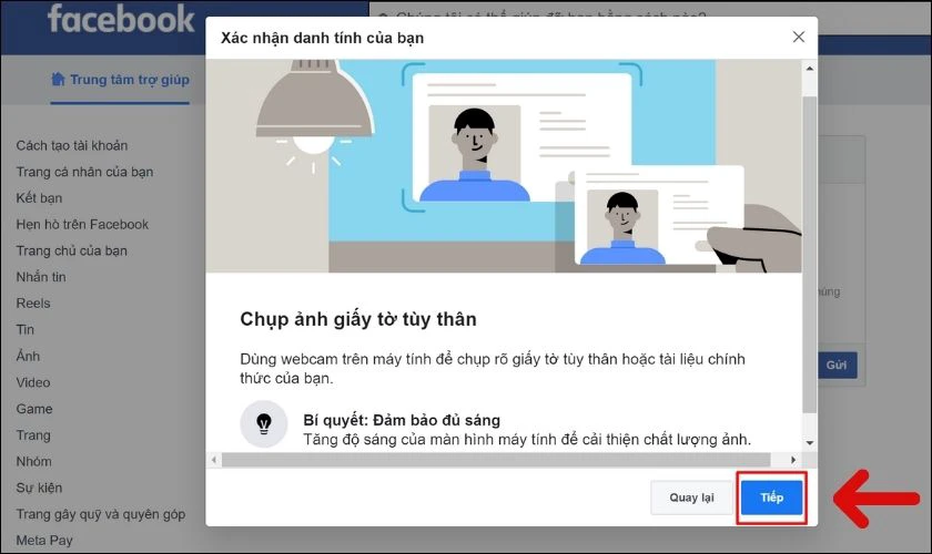 Nhấn vào Tiếp