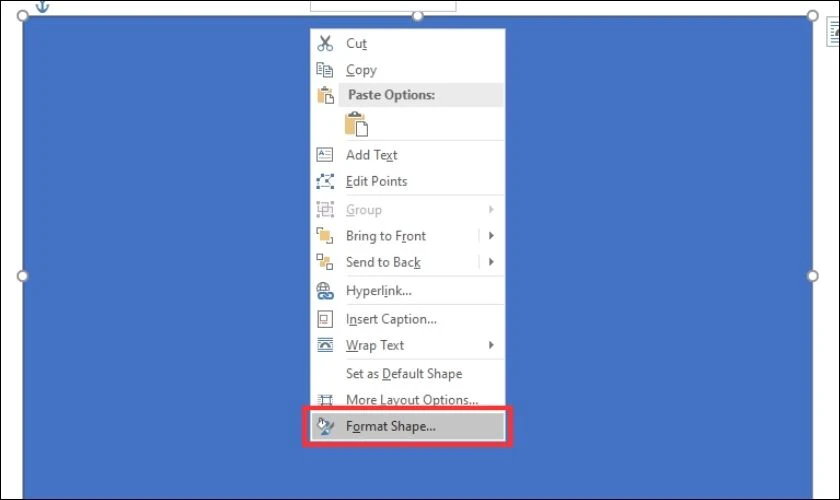 Click chọn v&agrave;o mục Shape Format 