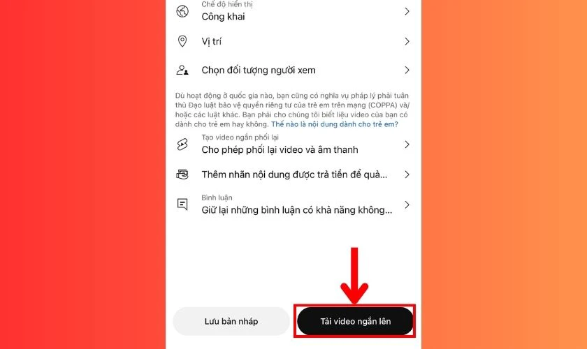 Bấm v&agrave;o Tải video ngắn l&ecirc;n để đăng YouTube Shorts