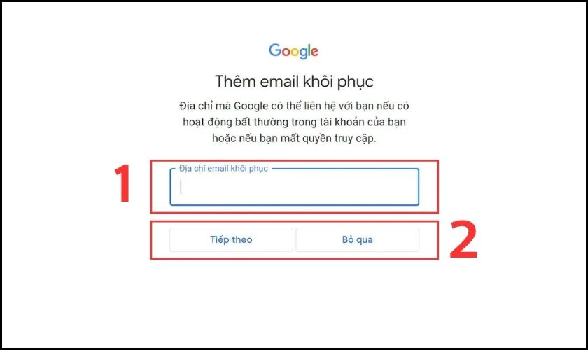 Th&ecirc;m email kh&ocirc;i phục