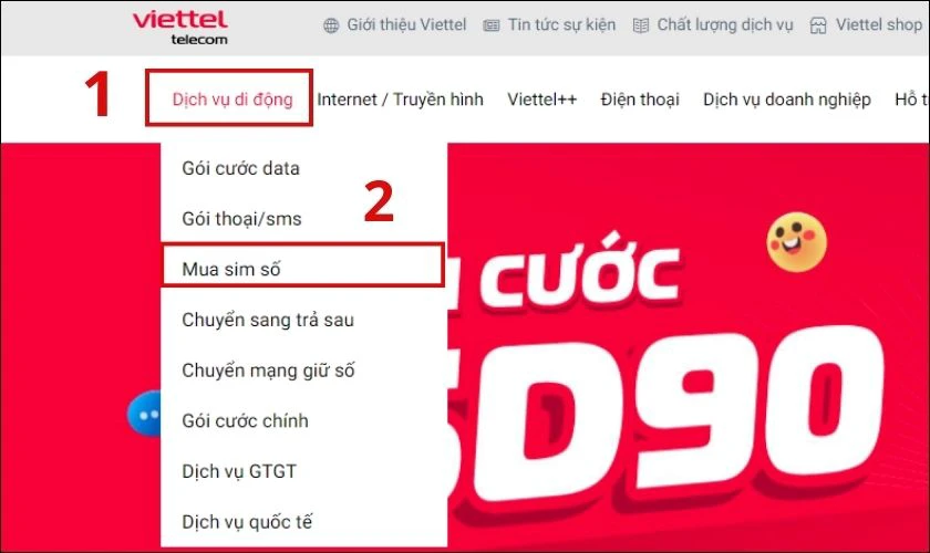 Mua Online tại nh&agrave; qua trang Website nh&agrave; mạng Viettel