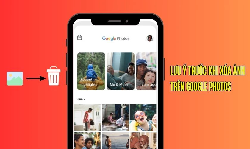 Lưu &yacute; trước khi kh&ocirc;i phục ảnh đ&atilde; x&oacute;a vĩnh viễn tr&ecirc;n Google Photos