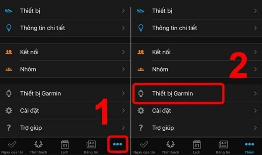 Bạn h&atilde;y chọn mục Thiết bị Garmin
