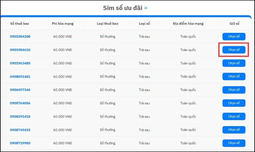 Bạn c&oacute; thể v&agrave;o trang Web MobiFone để chọn đầu số ưng &yacute;
