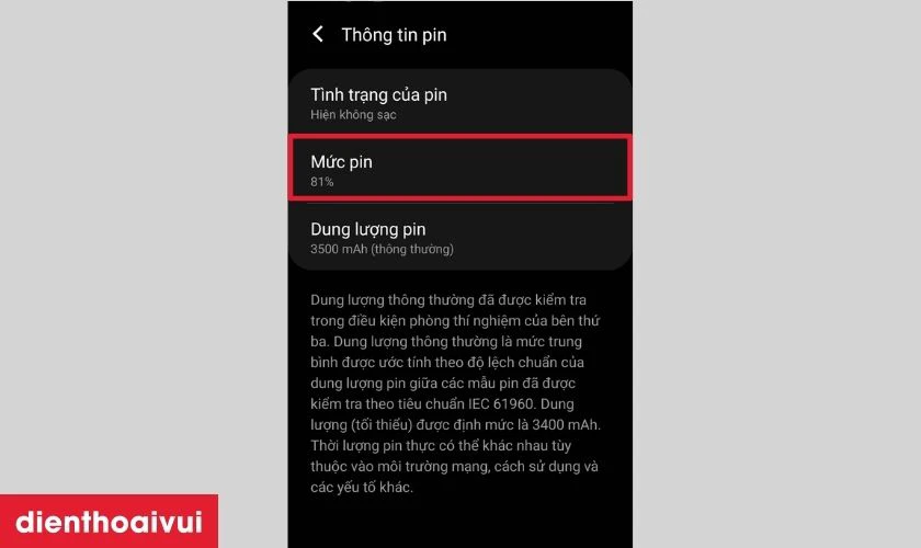Kiểm tra th&ocirc;ng tin dung lượng pin Samsung Z Flip
