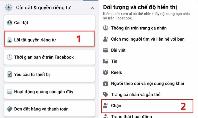 Nhấp v&agrave;o Xem danh s&aacute;ch chặn của bạn