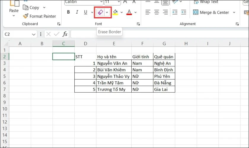 C&aacute;ch tắt chế độ x&oacute;a khung viền bằng Borders trong Excel