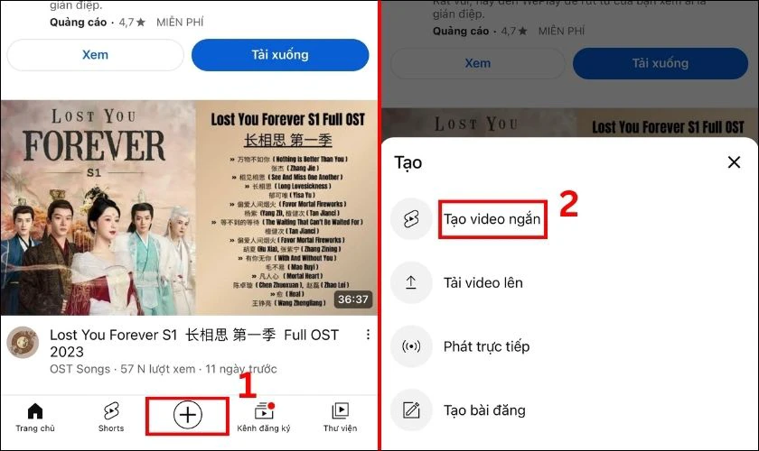 C&aacute;ch đăng video tr&ecirc;n YouTube Shorts bằng điện thoại