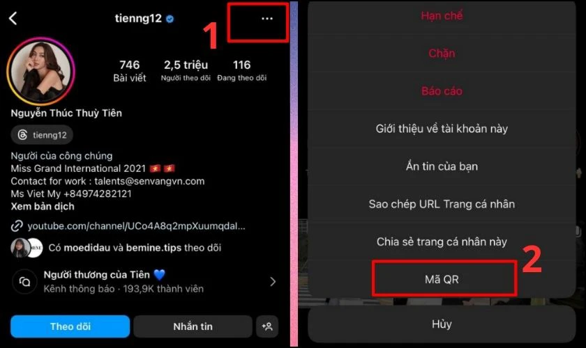 Cách lấy mã QR tài khoản Instagram của người khác
