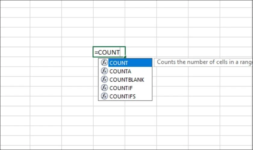 H&agrave;m count trong excel d&ugrave;ng để l&agrave;m g&igrave;