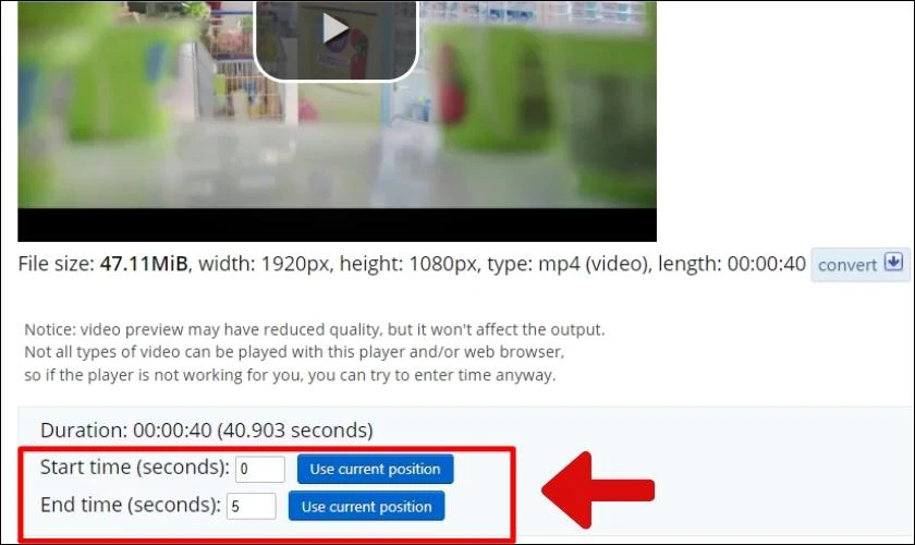 C&agrave;i 2 mốc thời gian muốn giới hạn video