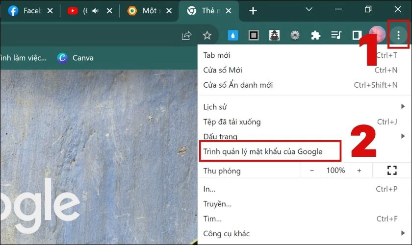 Bấm vào biểu tượng ba chấm và chọn Trình quản lý mật khẩu của Google