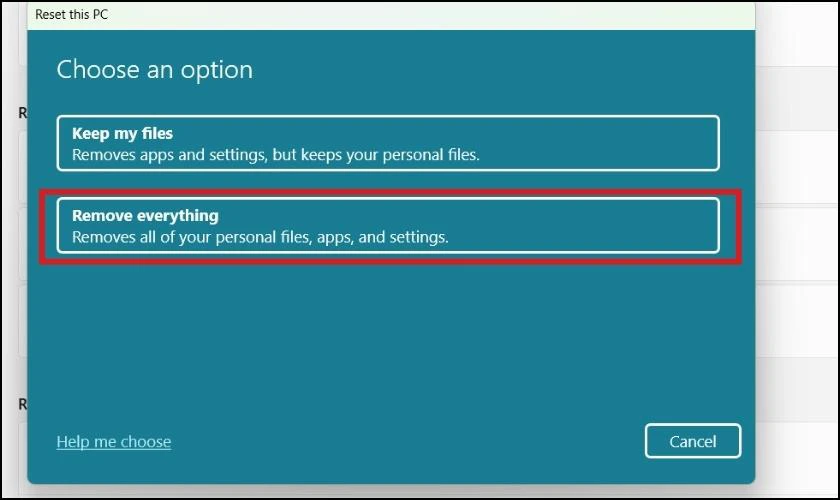 Hướng dẫn reset Windows 11 về trạng th&aacute;i ban đầu qua reset PC 
