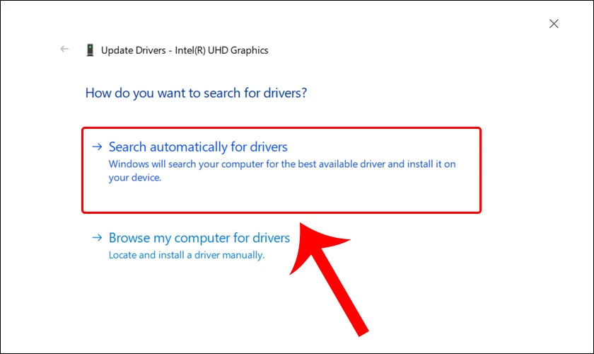 Chọn v&agrave;o Search automatically drivers