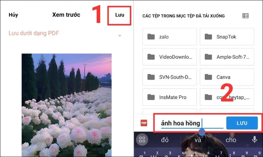 Lưu file PDF được tạo từ Google Photos
