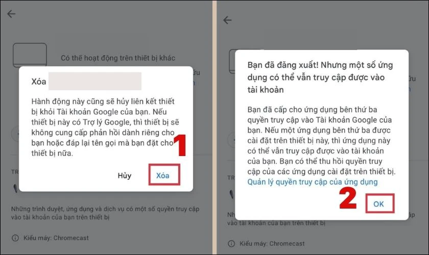 Nhấn chọn Xo&aacute; v&agrave; bấm Ok