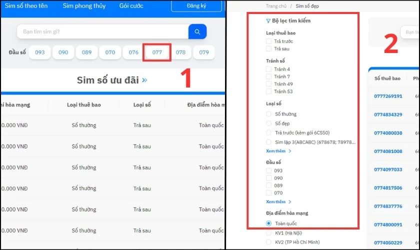 C&aacute;ch mua sim đầu số 0774 tr&ecirc;n website MobiFone
