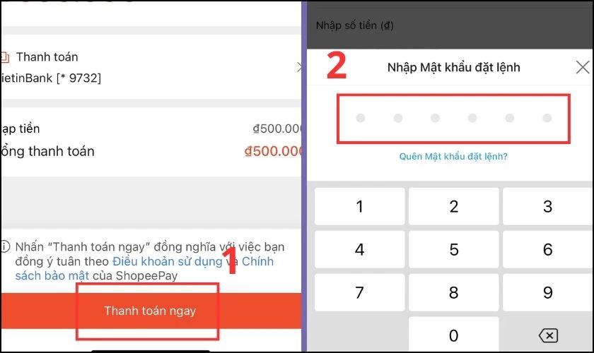 Nhấn v&agrave;o Thanh to&aacute;n ngay