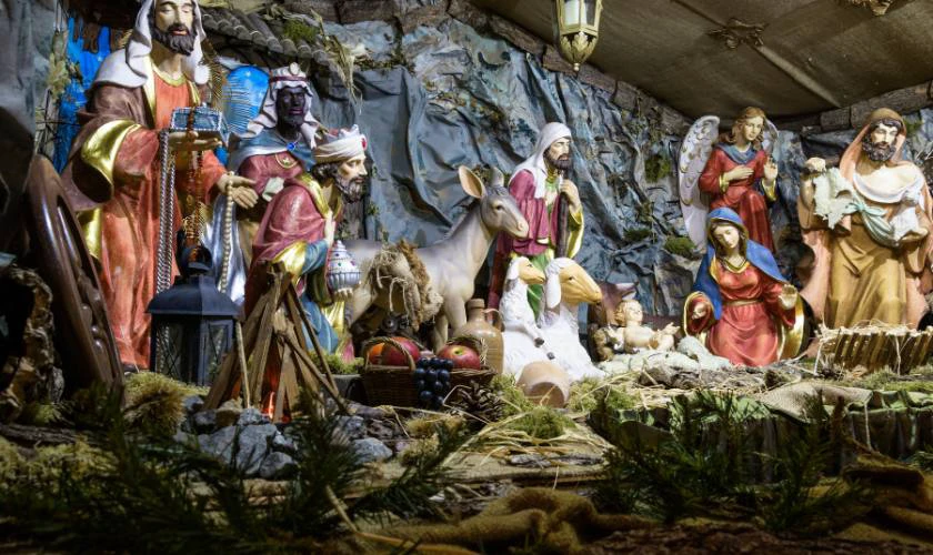 Ph&ocirc;ng nền trang tr&iacute; hang đ&aacute; Noel