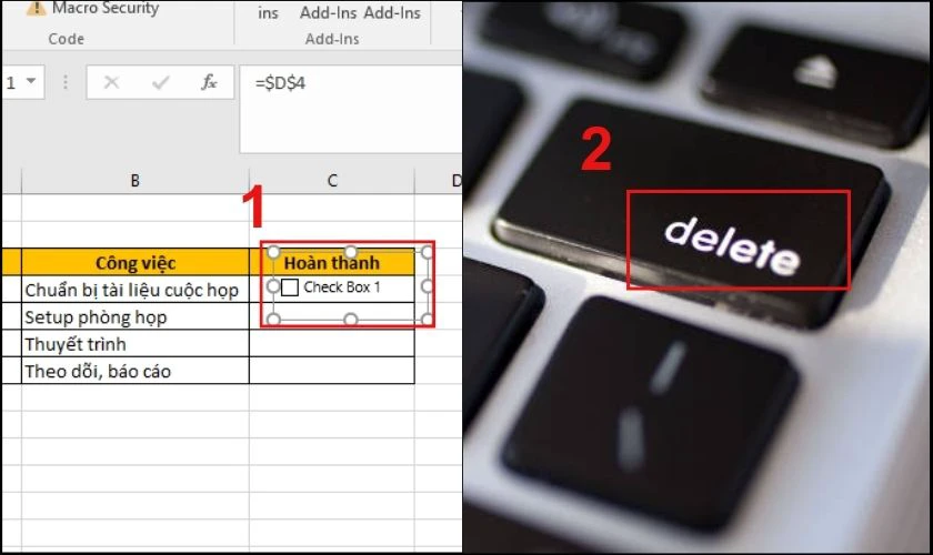 Cách xóa check box
