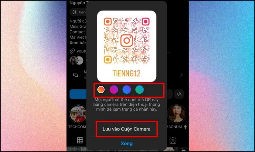 Vào mục Mã QR