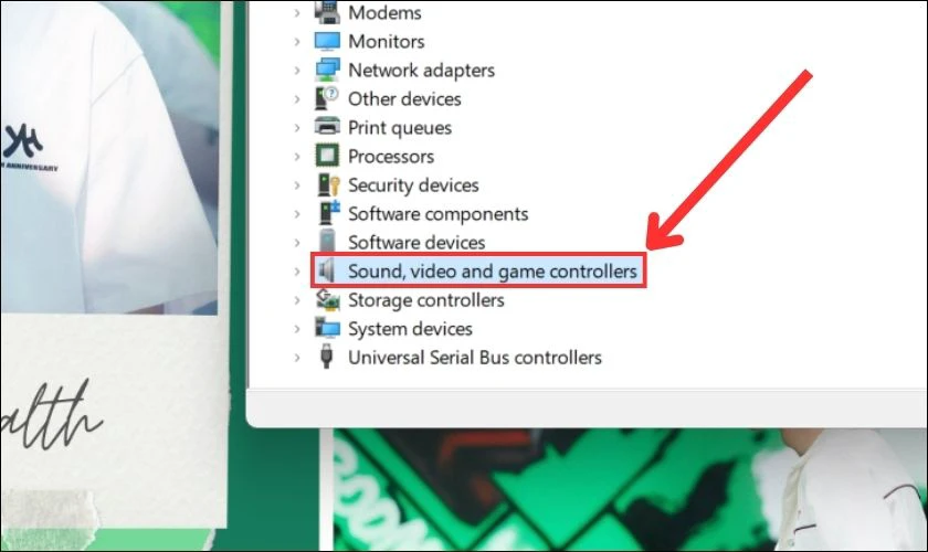 Chọn phần Sound, Video and game Controllers
