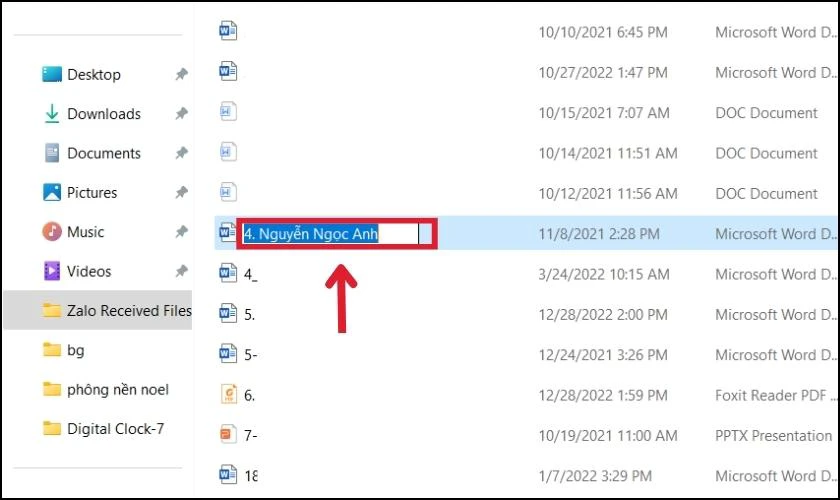 Thực hiện chỉnh sửa t&ecirc;n file đ&atilde; lưu