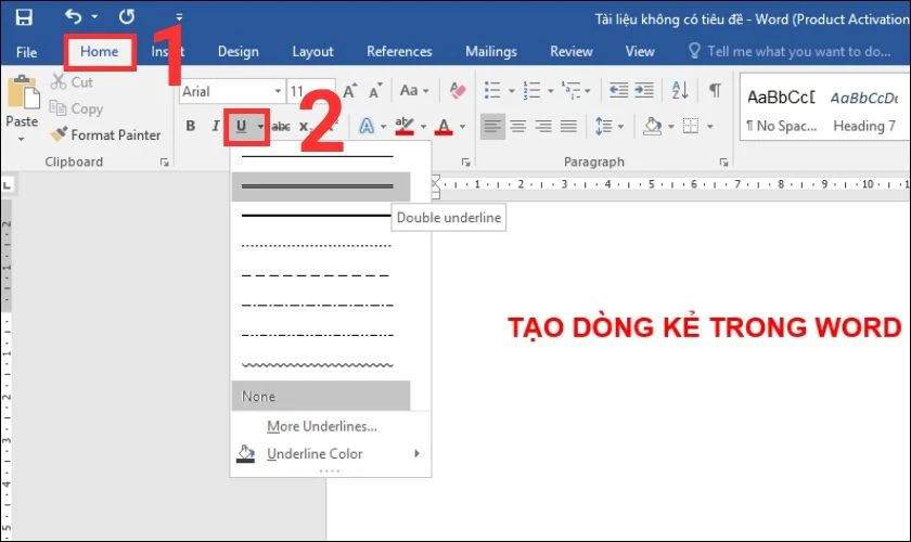 Cách tạo nhiều dòng kẻ ngang trong Word bằng Tab
