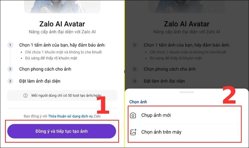 Nhấn chọn Đồng &yacute; v&agrave; tiếp tục tạo ảnh
