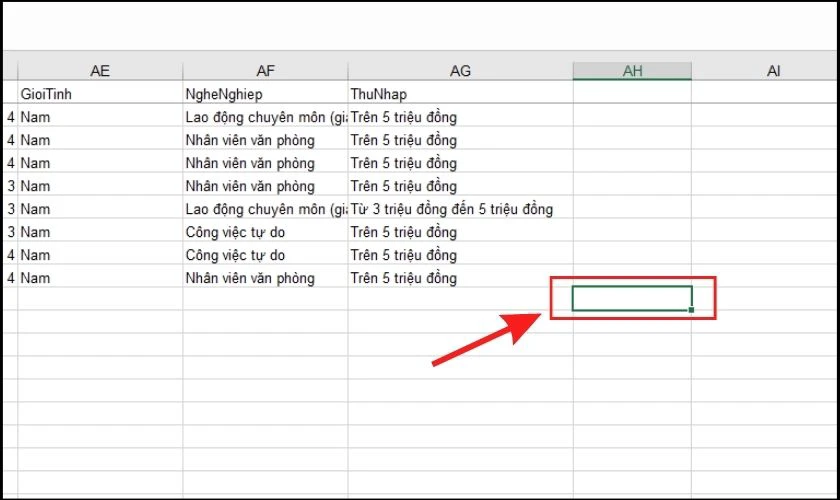 Chọn vị trí cần chèn hình ảnh chữ ký tay vào file Excel
