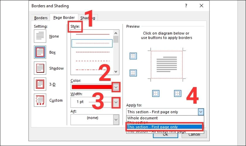 T&ugrave;y chỉnh c&aacute;c đường viền khung b&igrave;a trong Word 