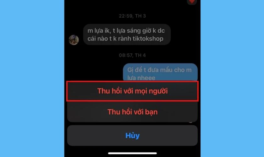 Chọn v&agrave;o Thu hồi với mọi người