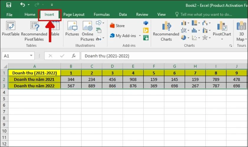 C&aacute;ch vẽ biểu đồ đường trong Excel