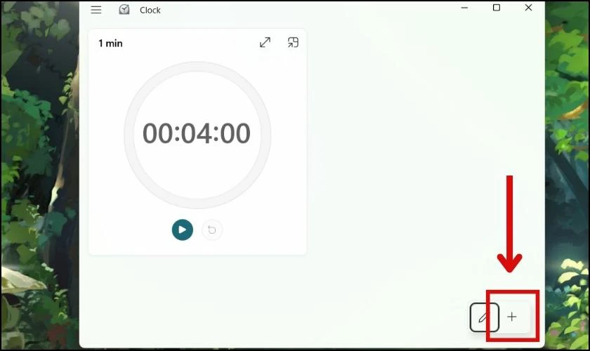 Nhấn chọn v&agrave;o khung dấu cộng để tạo th&ecirc;m đồng hồ bấm giờ tr&ecirc;n m&aacute;y t&iacute;nh 