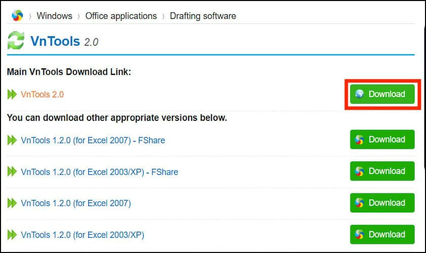 Tải file Vntools về máy