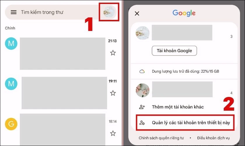 C&aacute;ch x&oacute;a t&agrave;i khoản Gmail khỏi điện thoại Android, iPhone
