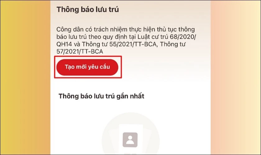 Nhấn vào Tạo mới yêu cầu