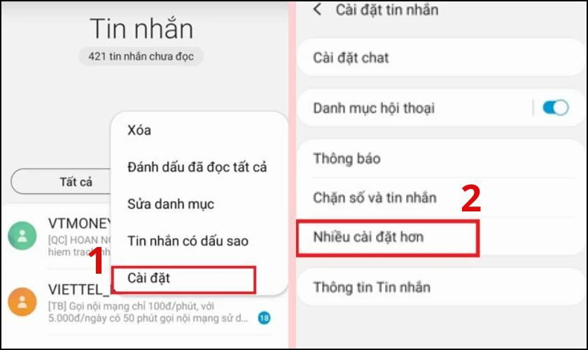 Chọn Nhiều cài đặt hơn