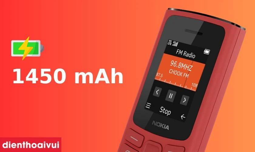 Thời gian sử dụng l&ecirc;n đến 5 ng&agrave;y với vi&ecirc;n pin 1450mAh