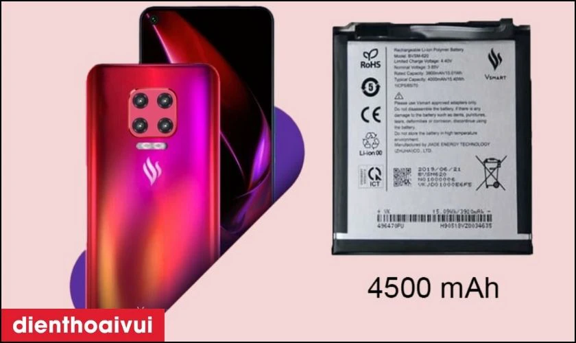 Dung lượng pin của điện thoại Vsmart Lux bao nhi&ecirc;u?