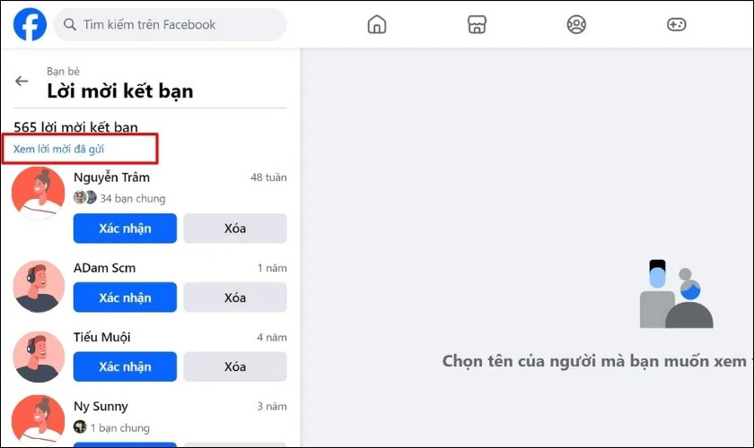Chọn n&uacute;t Xem lời mời đ&atilde; gửi