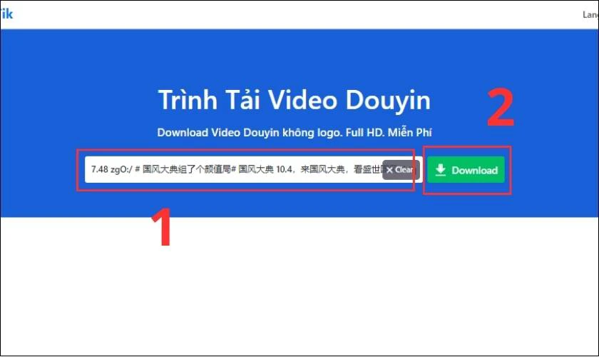Nhấn Download v&agrave; chờ để SnapTik tải video Douyin